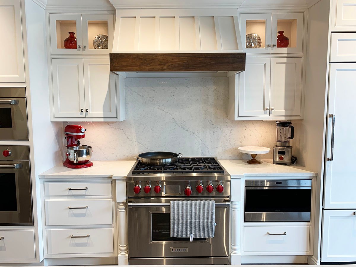 kitchen design with narrow range hood